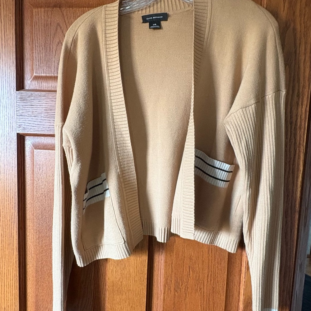 Club Monaco Camel Open-Front Cardigan